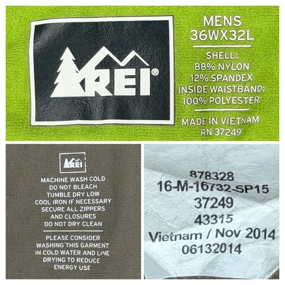 REI Men's‎ Cargo Hiking Pants 36W 32L Nylon Stretch Zip Pockets Outdoor Trail